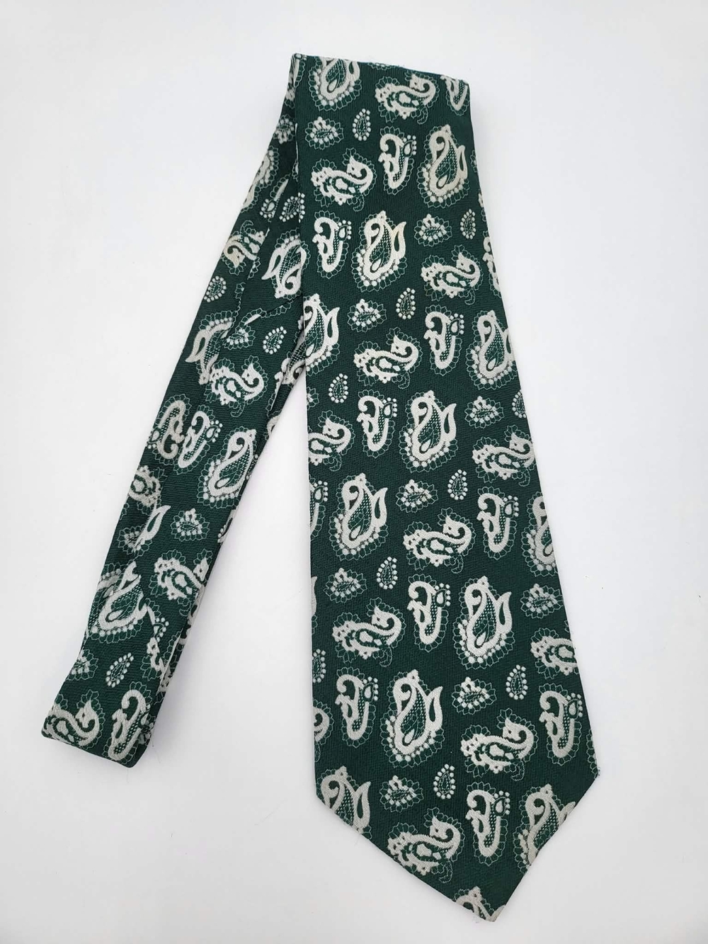 Grenada by Excello Silk Woven Classic Tie Green/White Paisley Logo